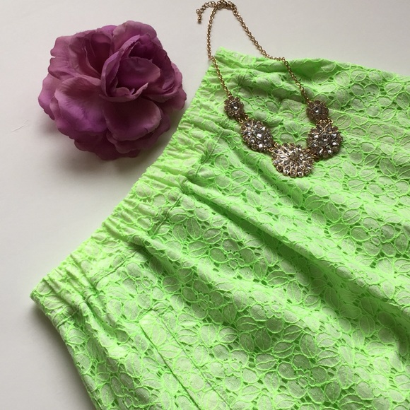 J. CREW Factory Green Floral Eyelet Lace Skirt - Picture 5 of 7